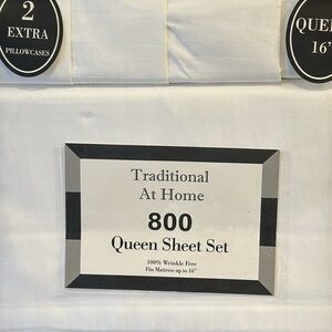 Traditional At Home 6pc Queen Sheet white as snow embossed stripes